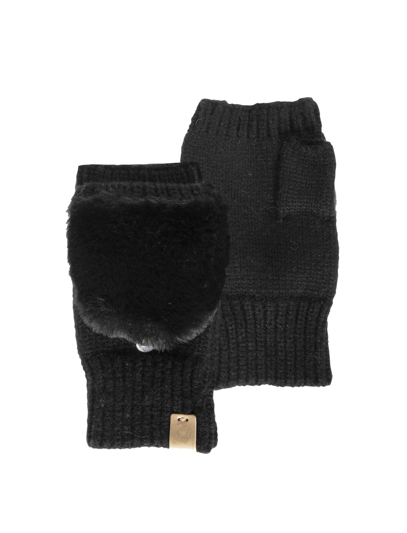 Mitones Mujer Malla e imitación de piel Negro