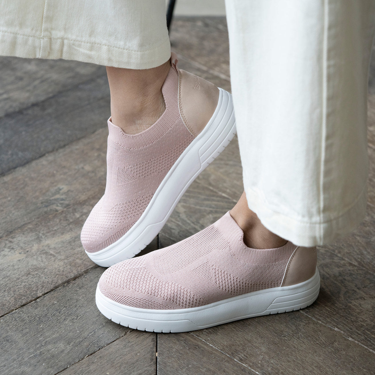 Basket Femme slip-on plateforme Rose poudré