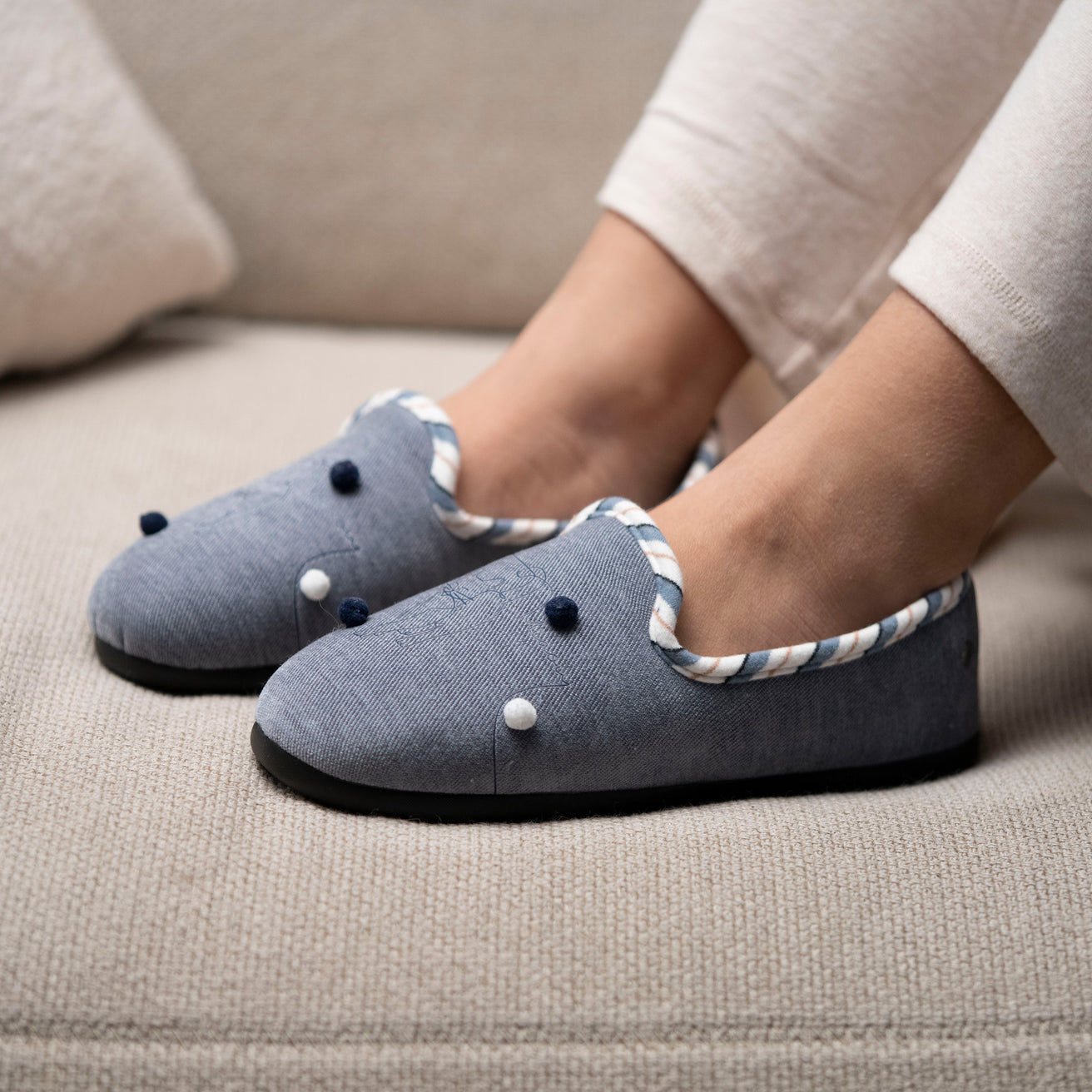 Chaussons slippers Femme Bleu denim