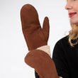 Moufles Femme en cuir imitation fourrure Cognac