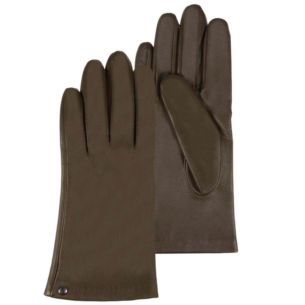 Gants Femme cuir doublé soie Olive - Isotoner