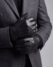 Gants Homme cuir/cachemire et soie Noir