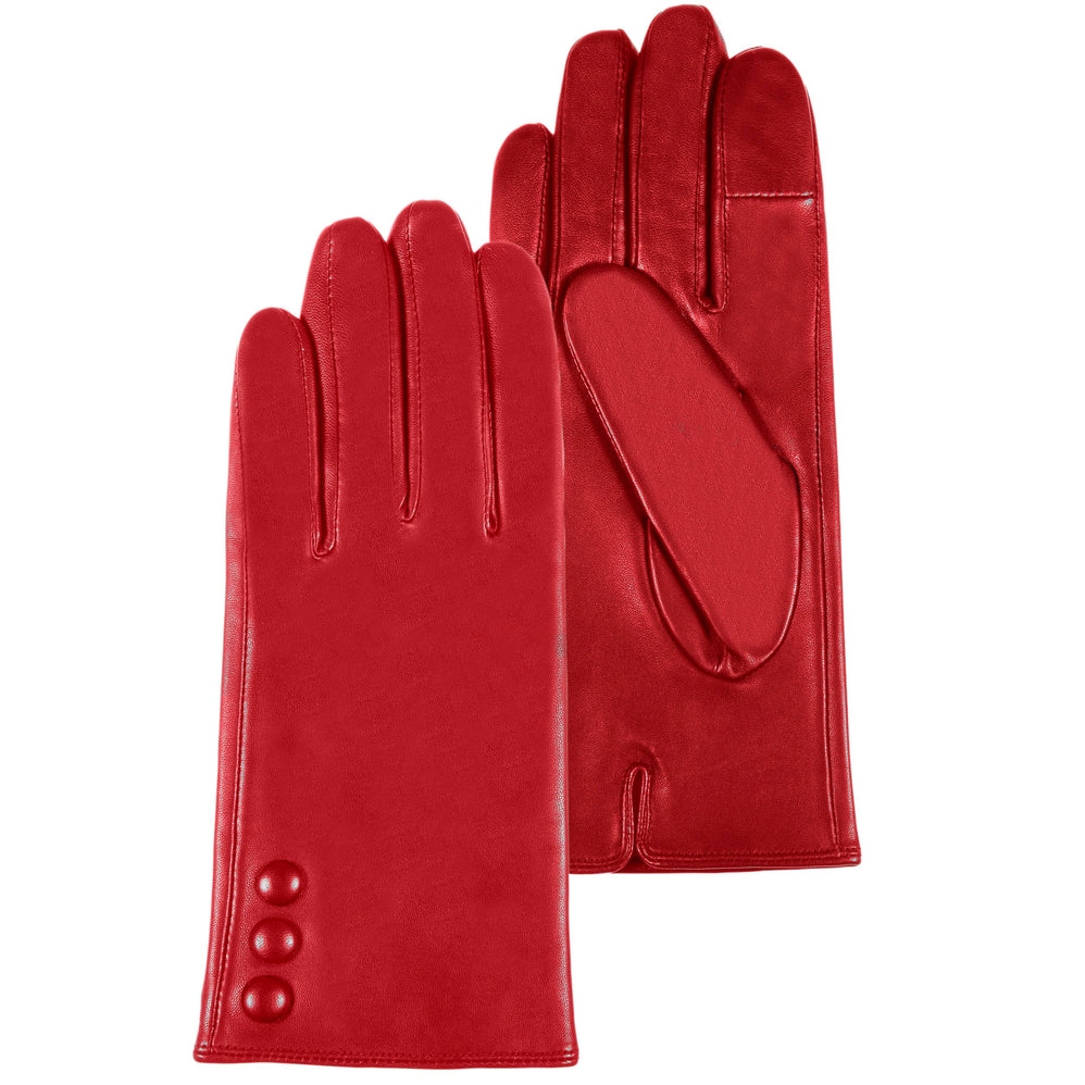 Gants Femme cuir 3 boutons Rouge - Isotoner