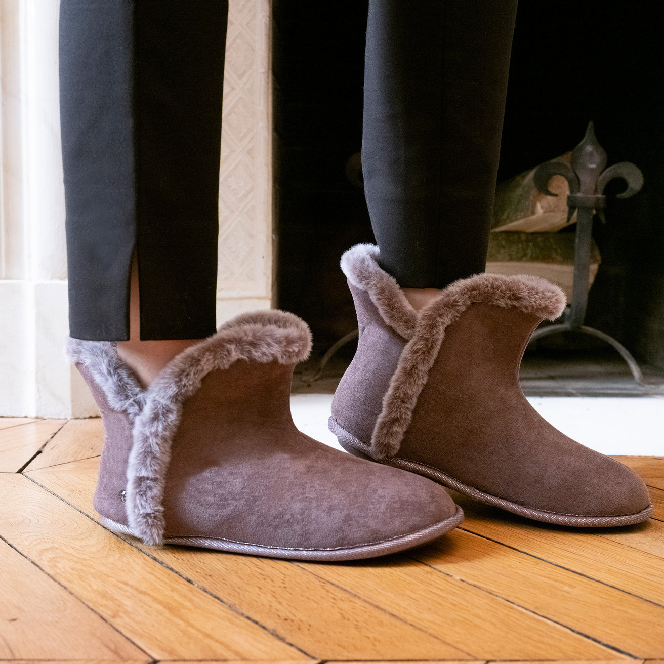 Chaussons bottillons Femme Gris