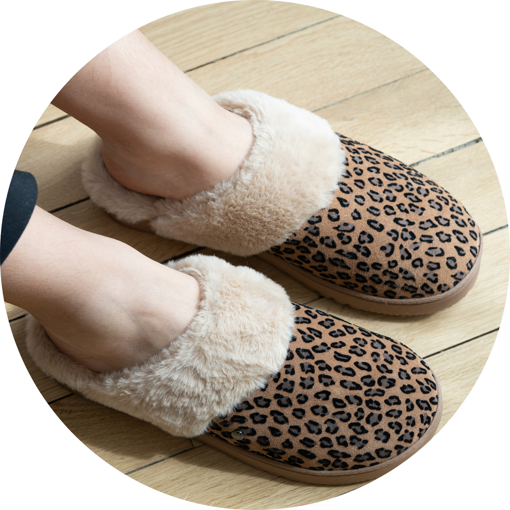 Chaussons mules cuir Femme Léopard - Isotoner