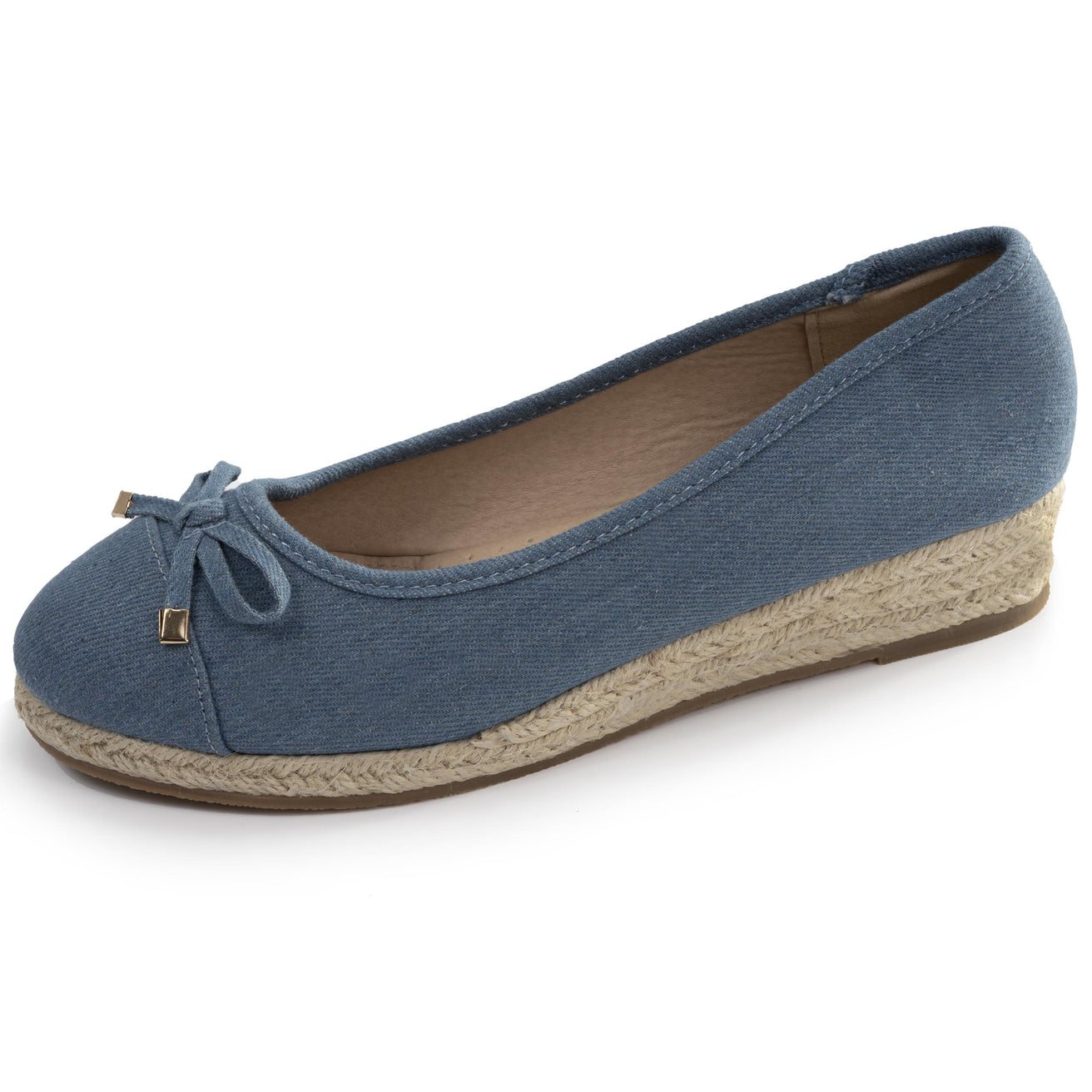 Ballerines Femme corde talon compensé Bleu