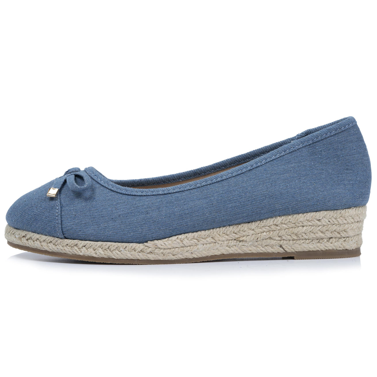 Ballerines Femme corde talon compensé Bleu