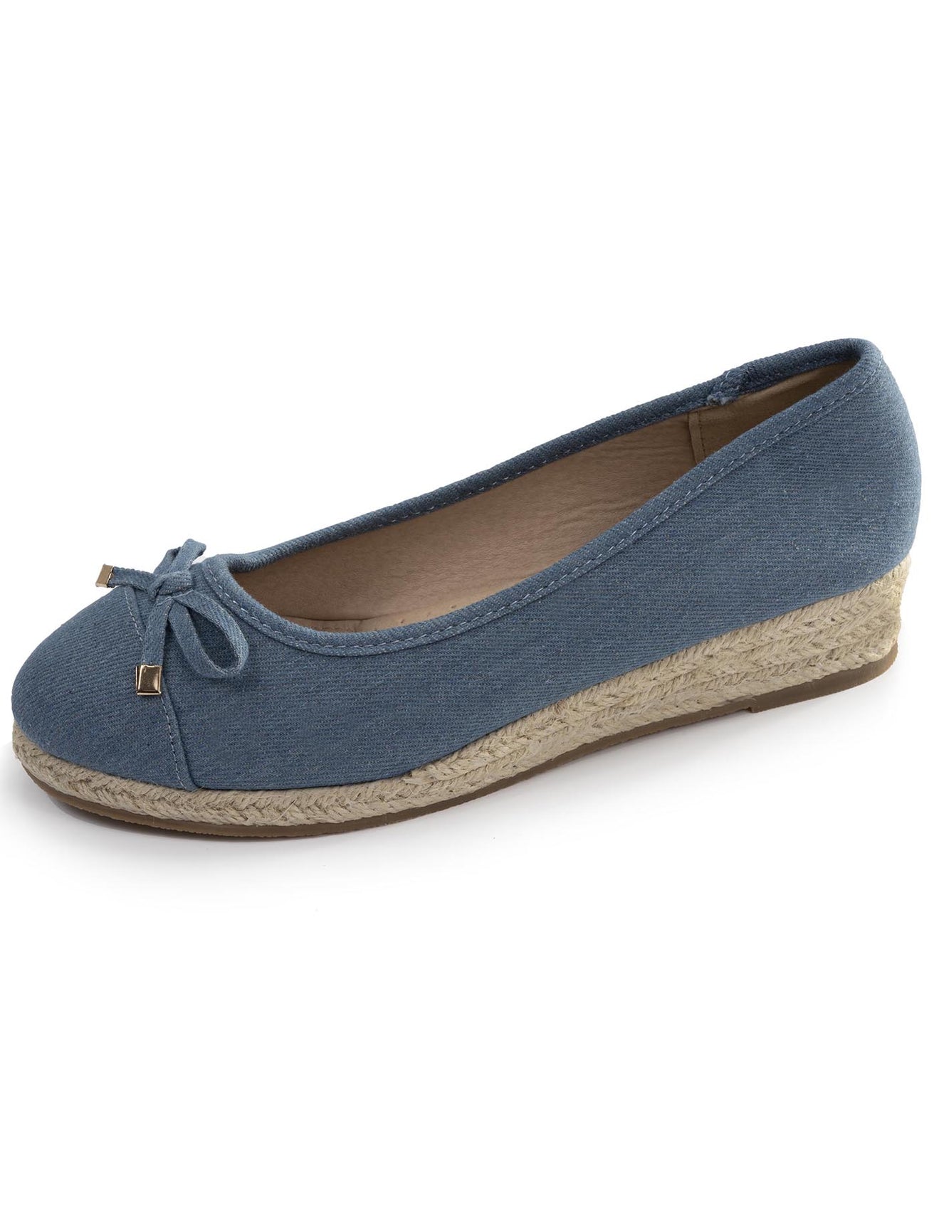 Ballerines Femme corde talon compensé Bleu