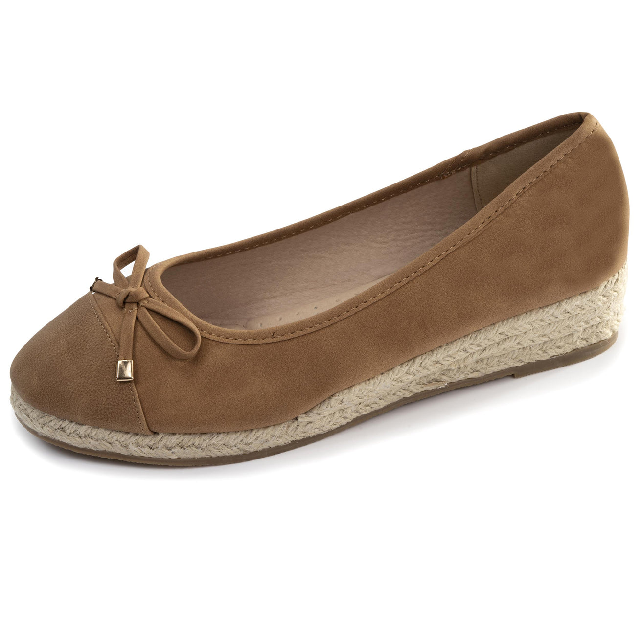 Ballerines Femme corde talon compensé Camel