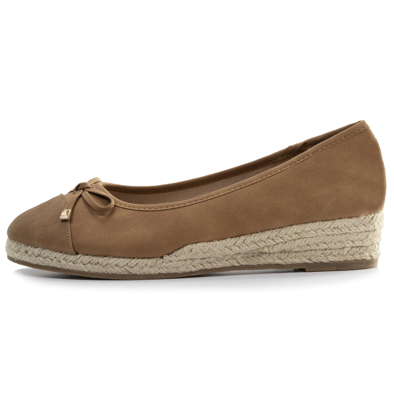 Ballerines Femme corde talon compensé Camel