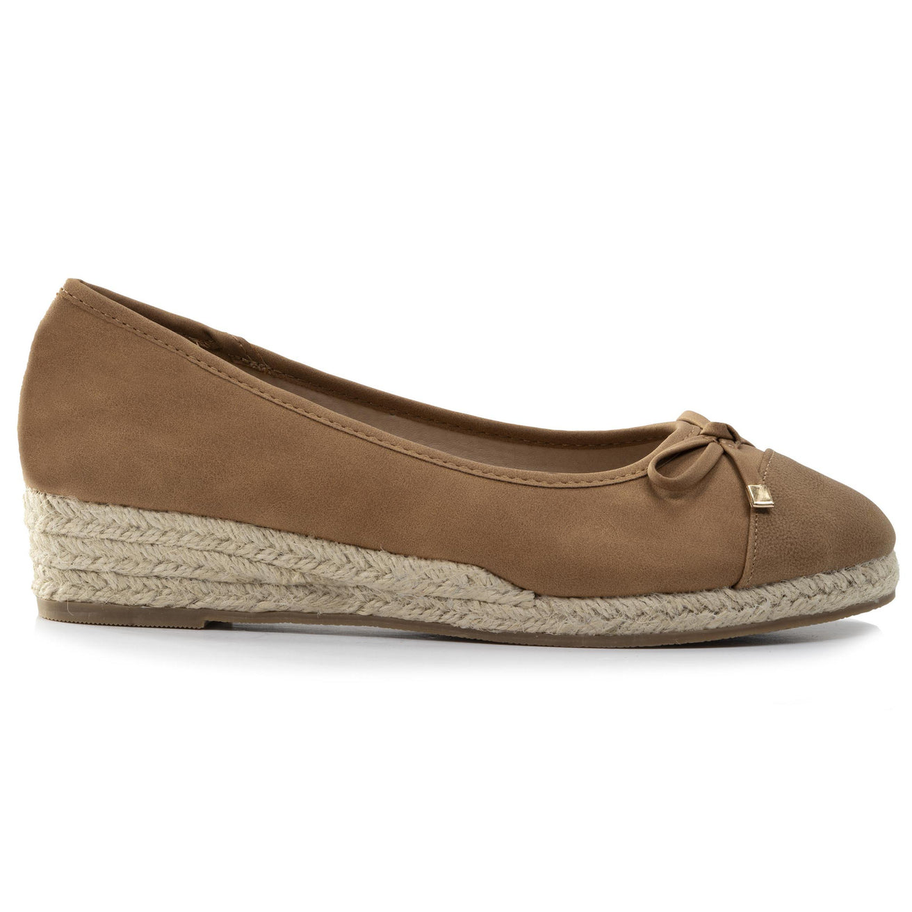 Ballerines Femme corde talon compensé Camel