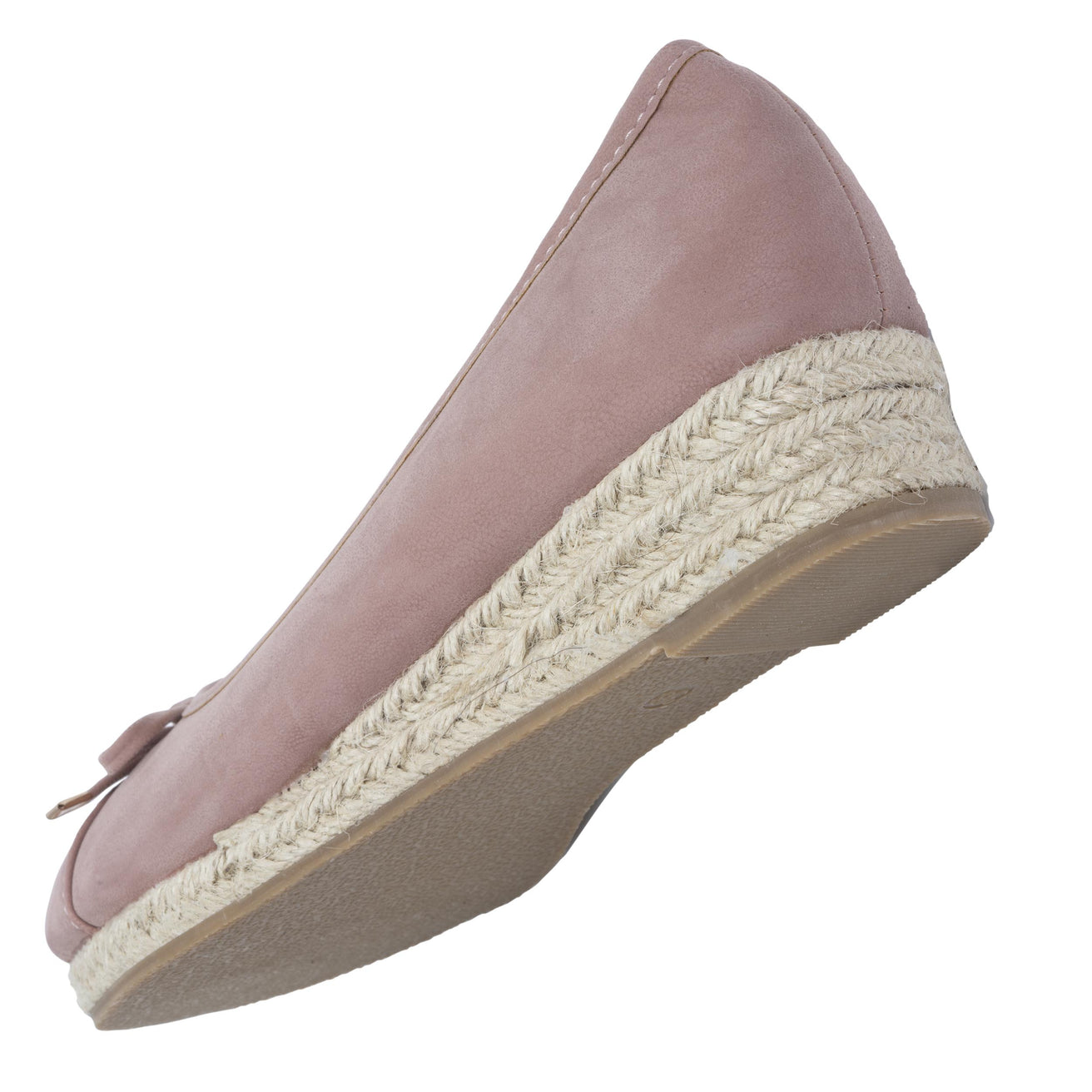 Ballerines Femme corde talon compensé Rose poudré