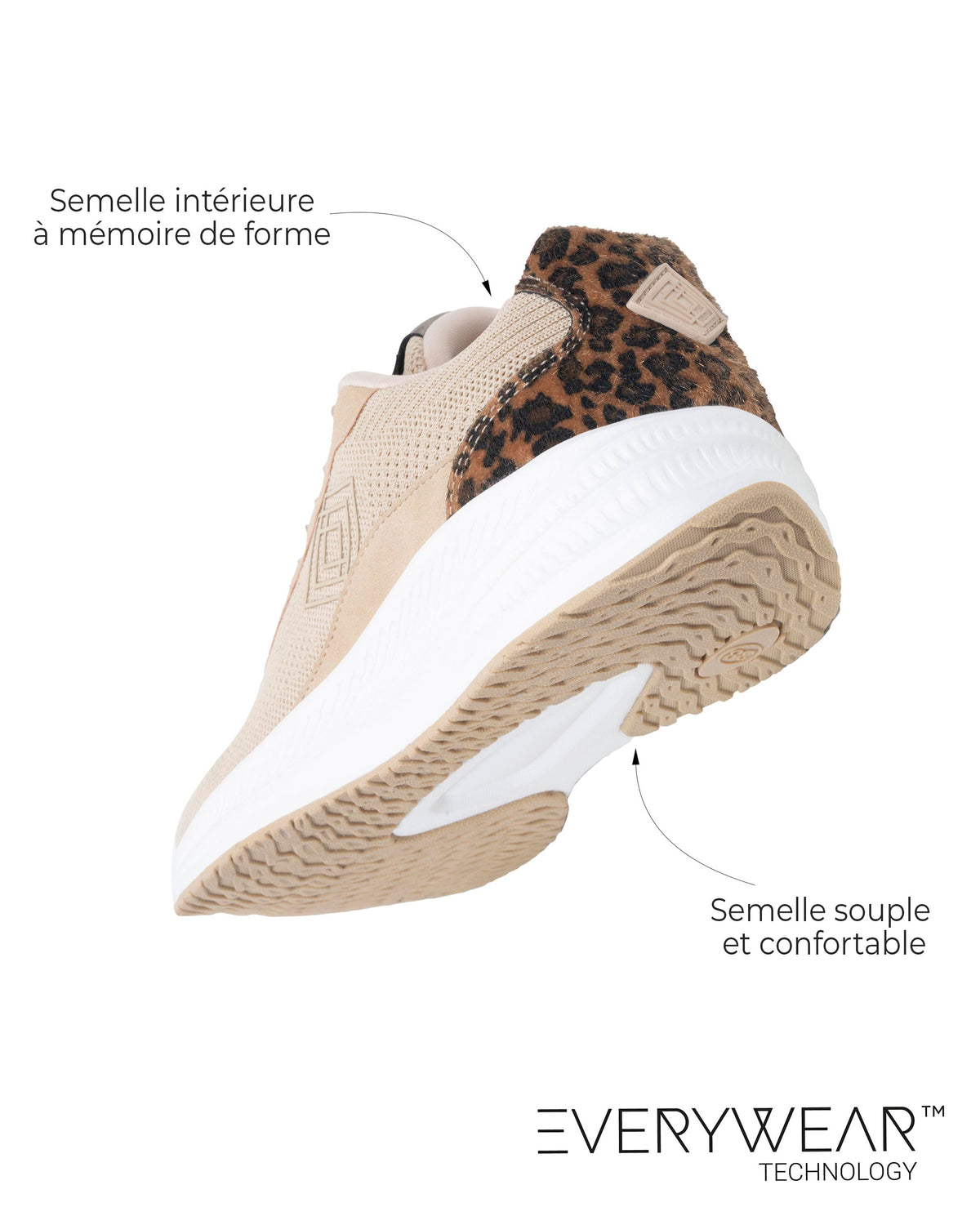 Baskets Femme Confort Beige/Léopard