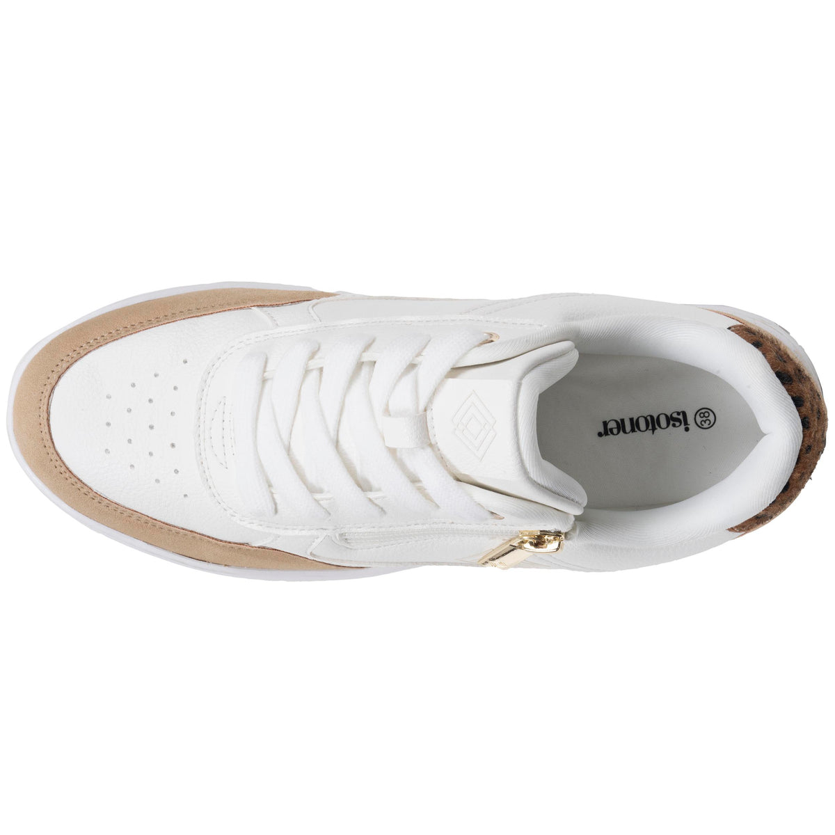 Tenis Mujer detalle zip Blanco/Leopardo