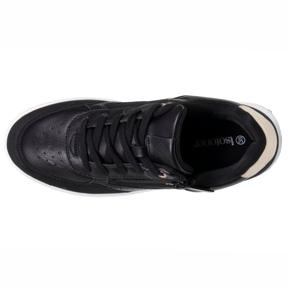 Tenis Mujer detalle zip Negro