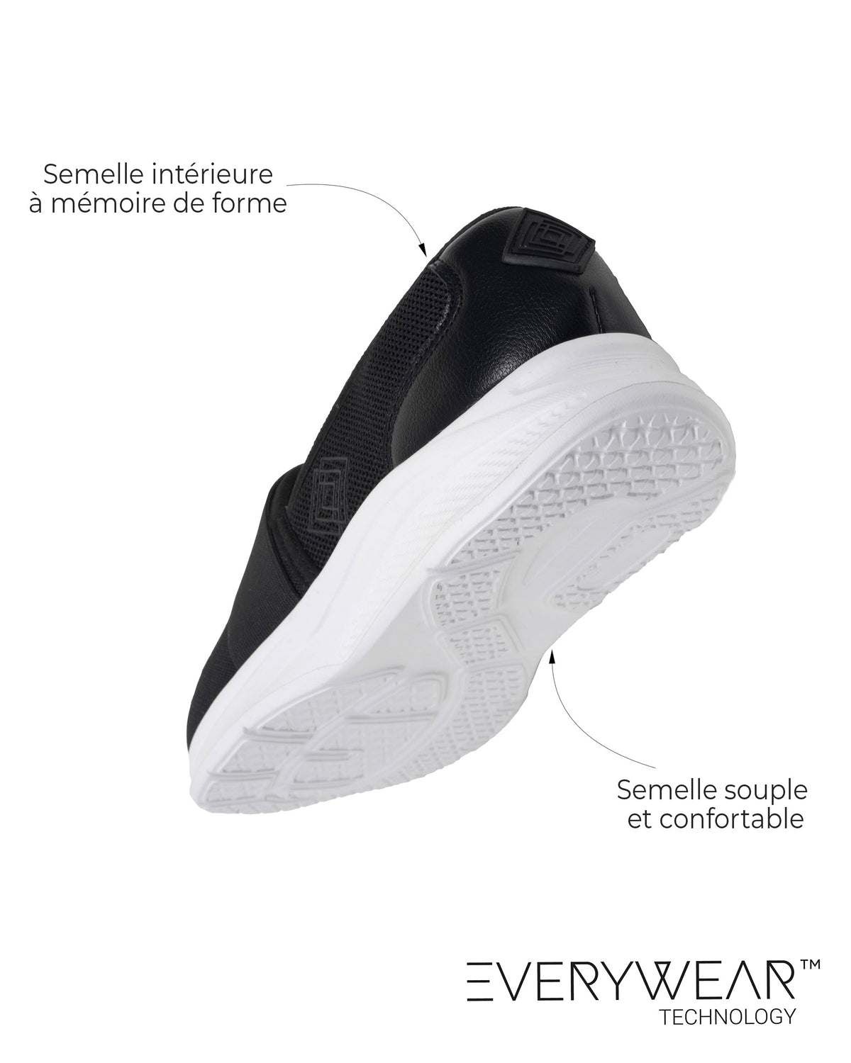Baskets slippers Femme élastique Noir