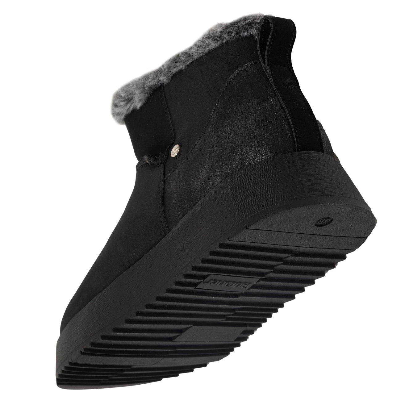 Bottines basses Femme bord imitation fourrure Noir