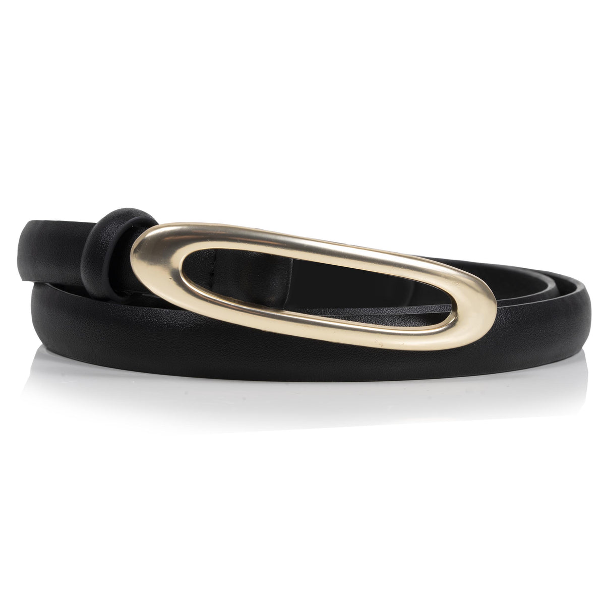 Ceinture Femme Noir Plaque Arrondie