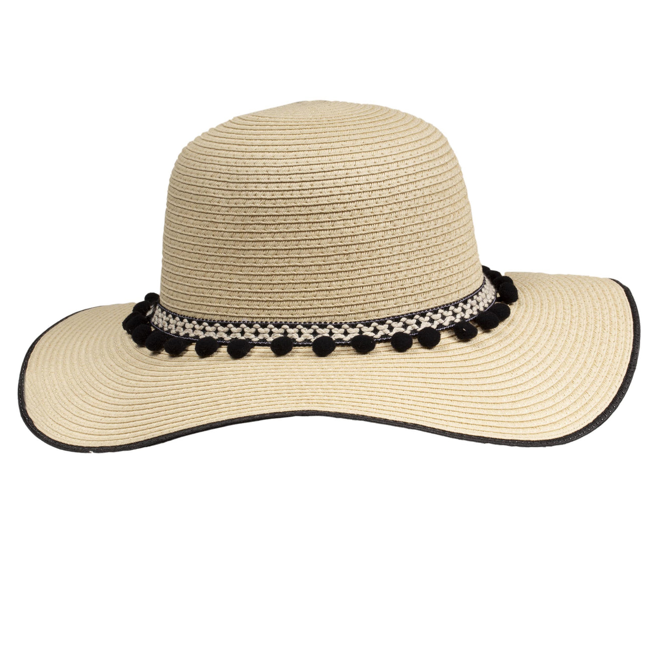 Sombrero Mujer Capeline pompones negros