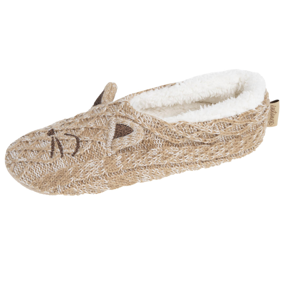 Chaussettes-chaussons Femme maille chat Beige - Isotoner