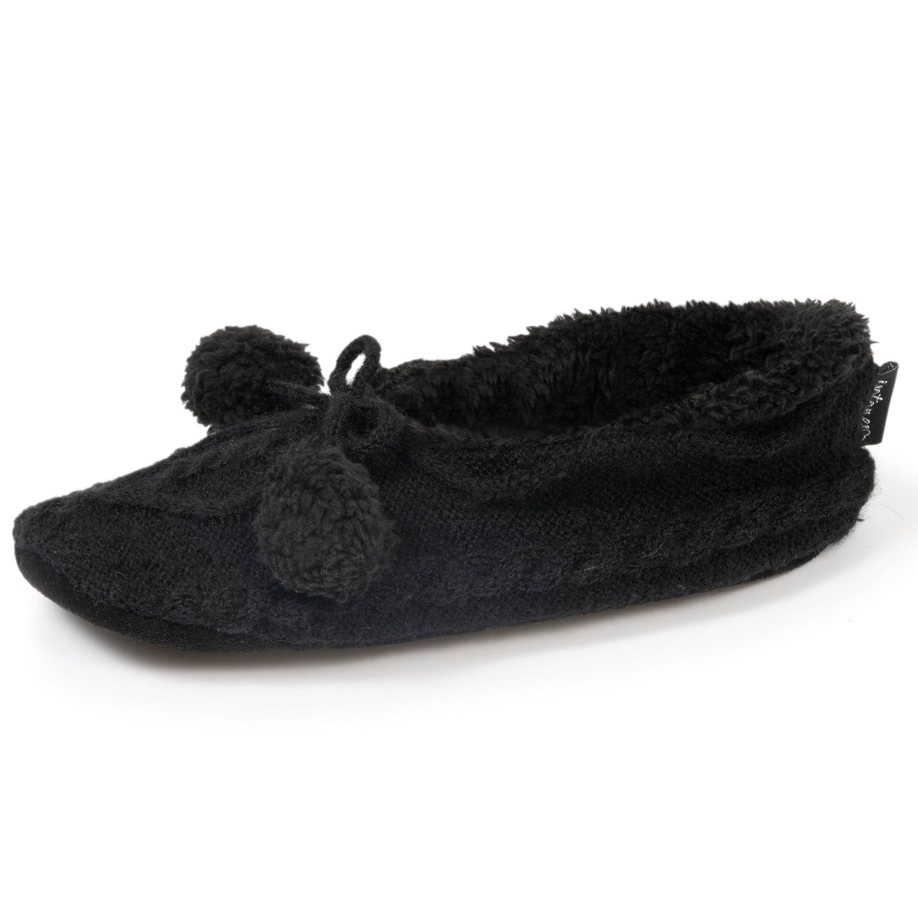 Chaussettes-chaussons fourrées Femme Pompons Noir