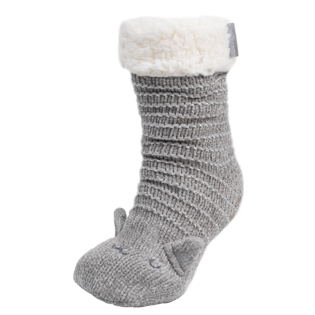 Chaussettes fourrées Femme Chat Gris