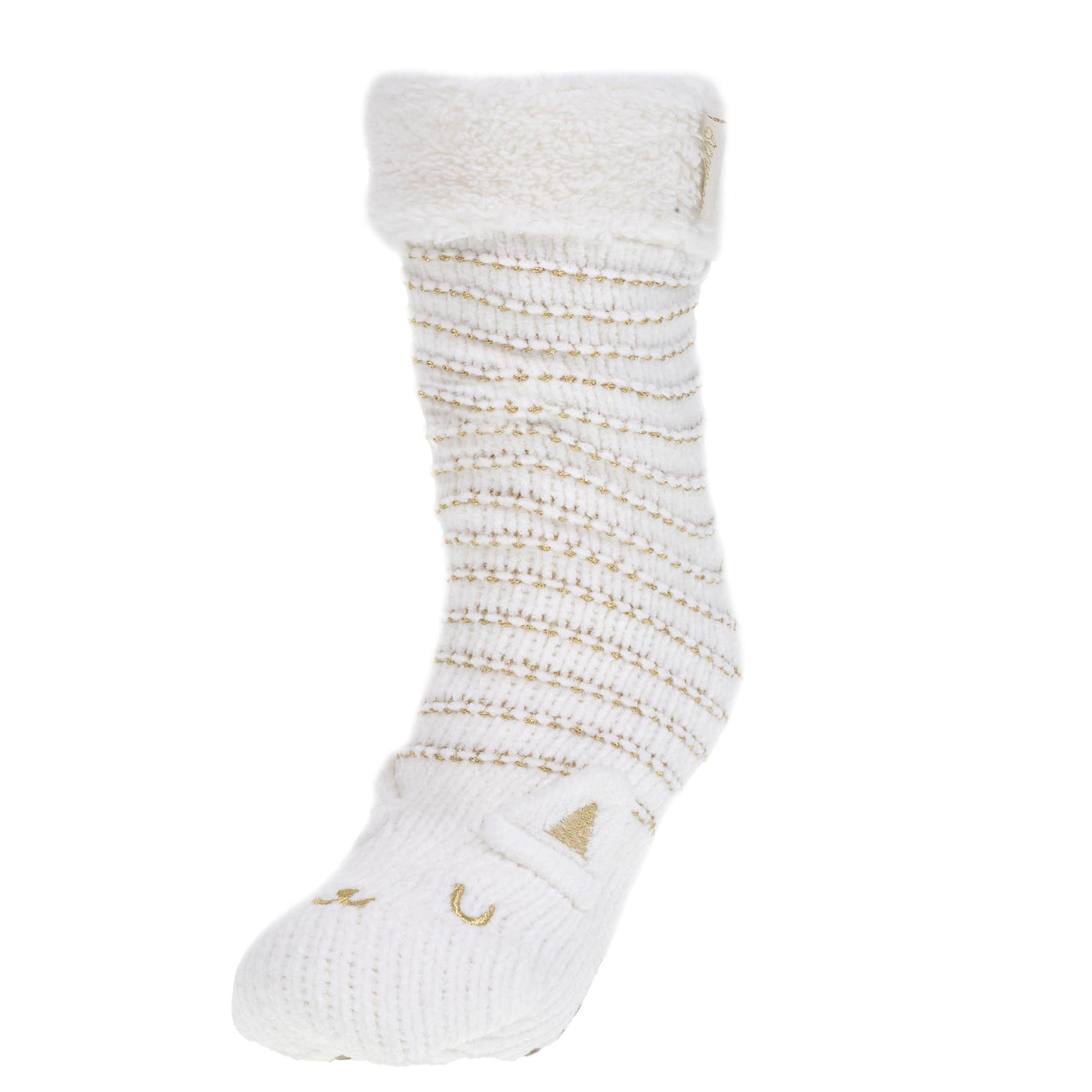 Chaussettes fourrées Femme Chat Ivoire