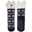 Chaussettes fourrées Femme Ours Jacquard marine