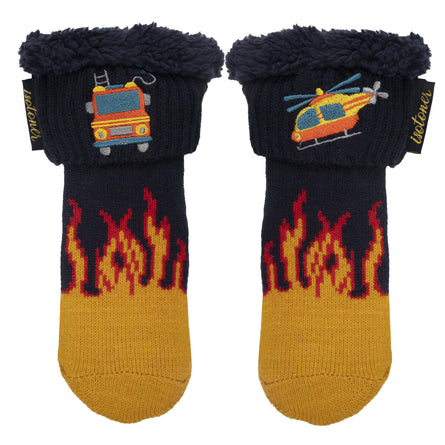 Chaussettes fourrées Garçon Pompier Bleu canard - Isotoner