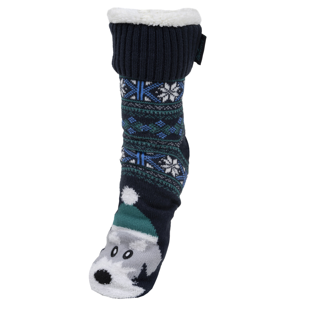 Chaussettes fourrées Homme Noël Chien Marine
