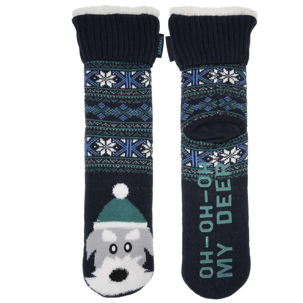 Chaussettes fourrées Homme Noël Chien Marine - Isotoner