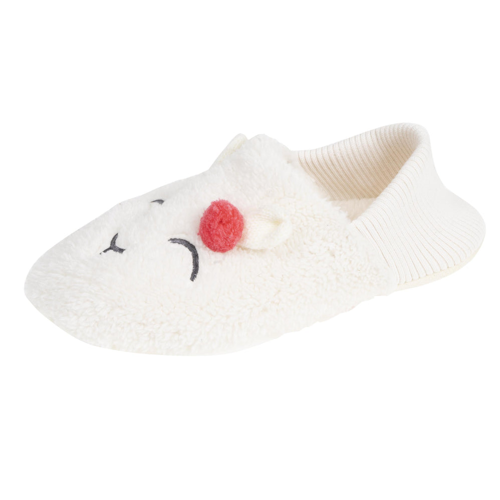 Chaussettes-slippers Femme sherpa lama Ivoire - Isotoner