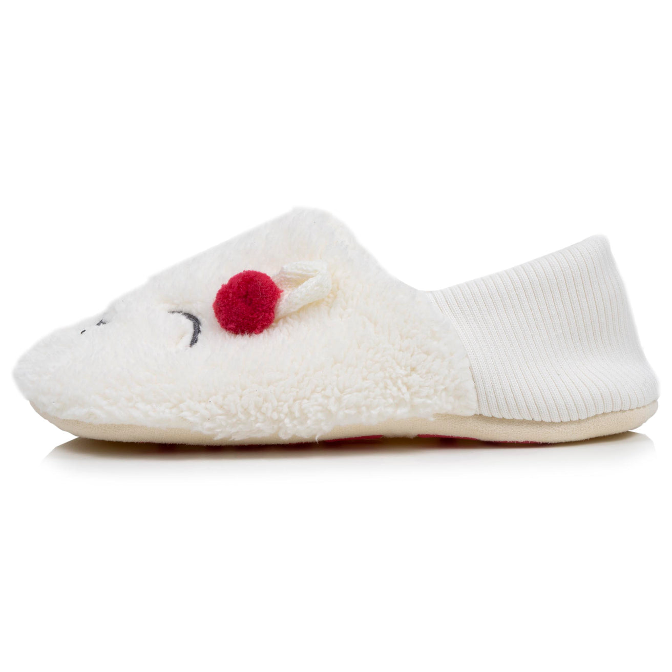 Chaussettes-slippers Femme sherpa lama Ivoire