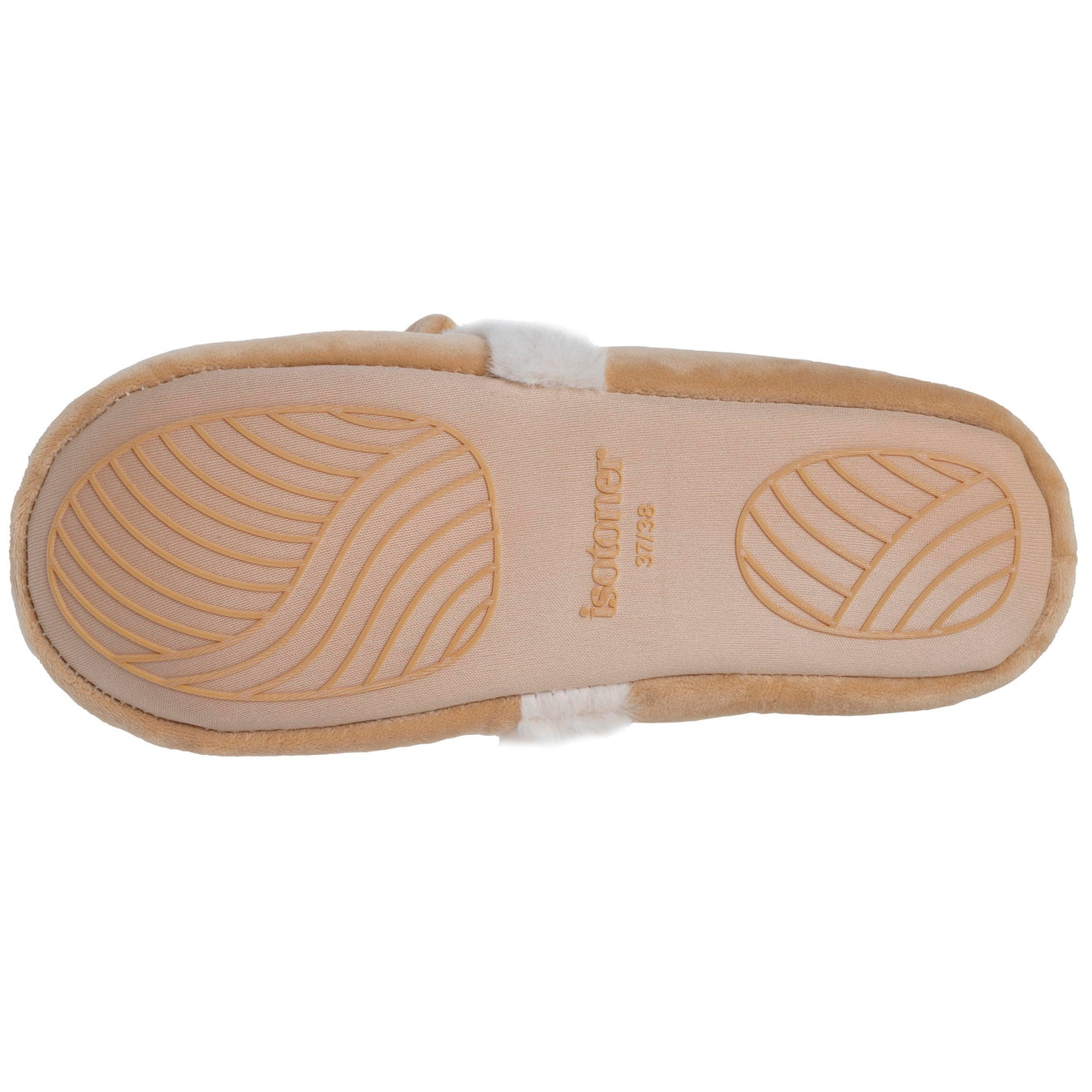 Chaussons slippers Femme 3D microvelours Beige