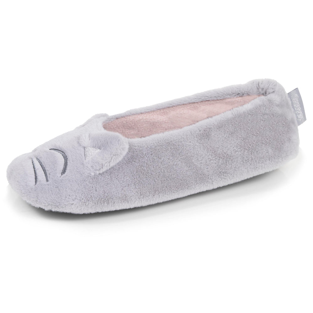 Zapatillas de casa Bailarinas Mujer 3D pelo Gris - Isotoner