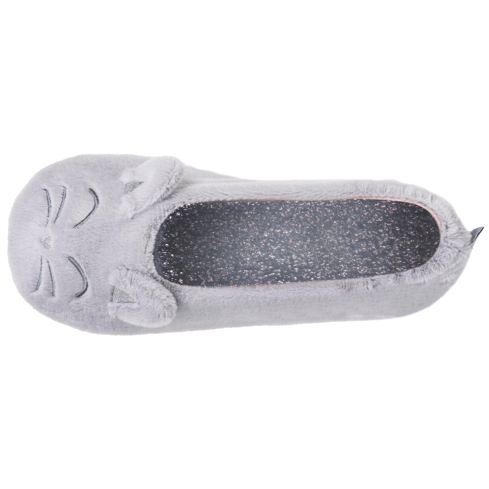 Zapatillas de casa Bailarinas Mujer 3D pelo Gris - Isotoner