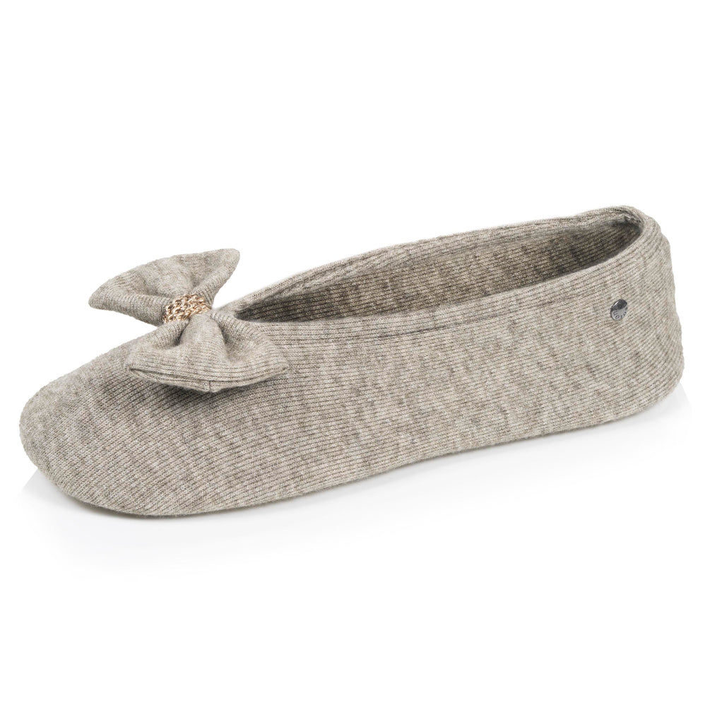Chaussons Ballerines Femme Grand Nœud Kaki - Isotoner