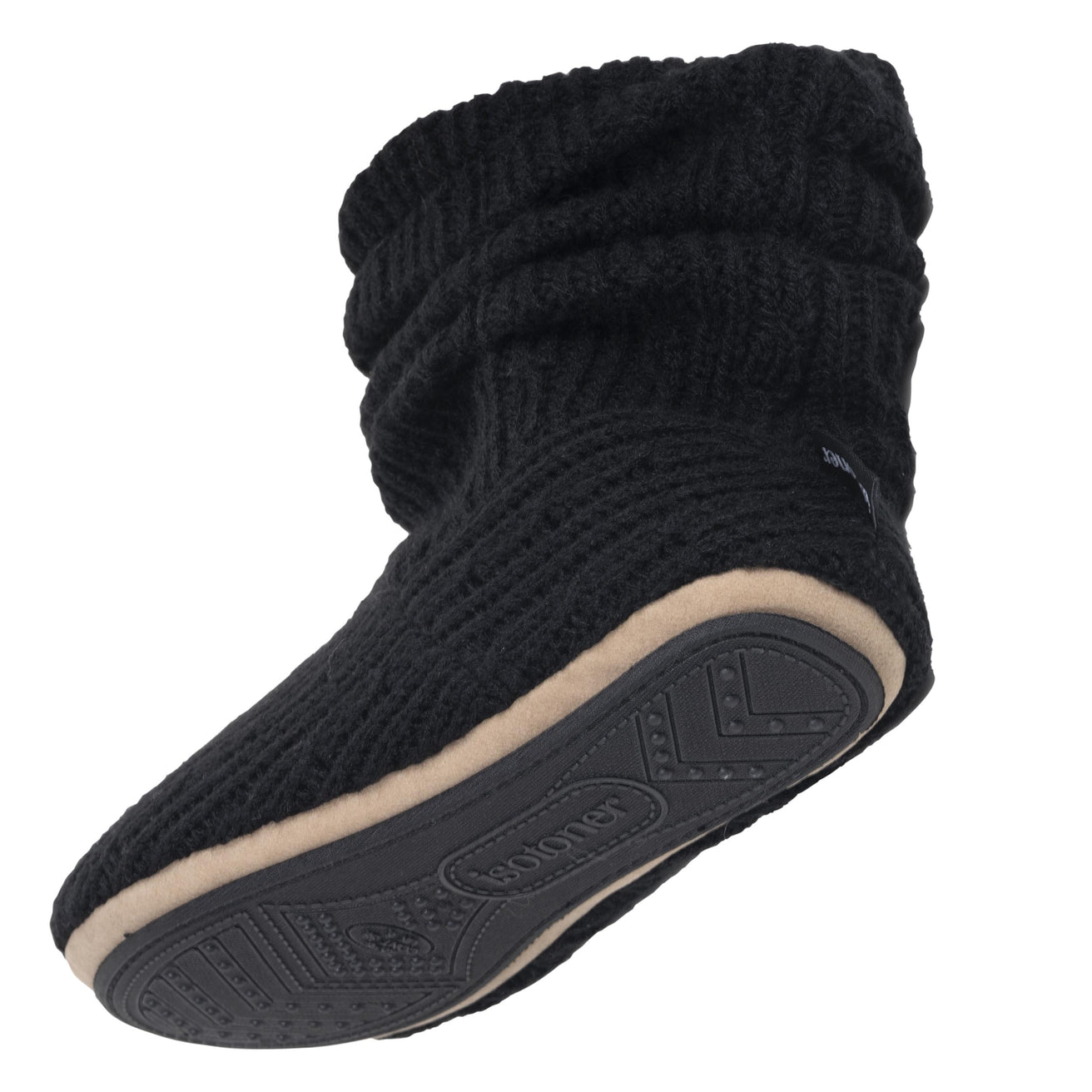 Chaussons Bottillons Tricot Femme Noir