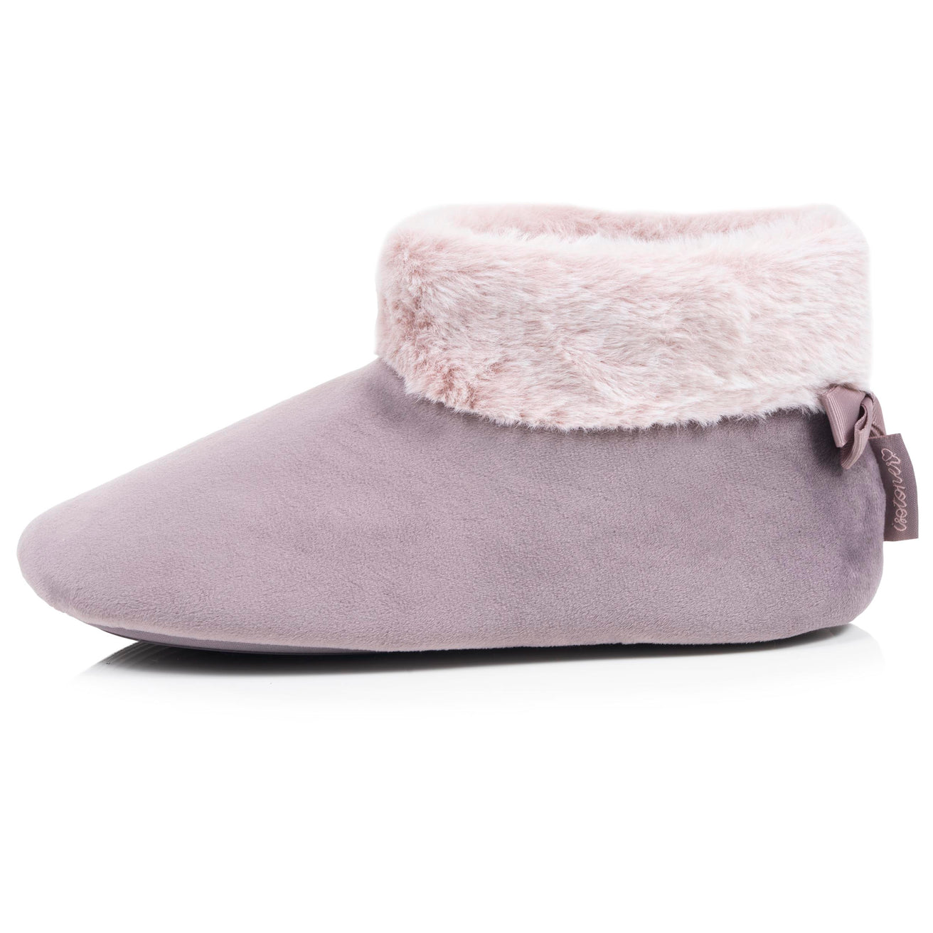 Chaussons Bottillons Femme microvelours Taupe