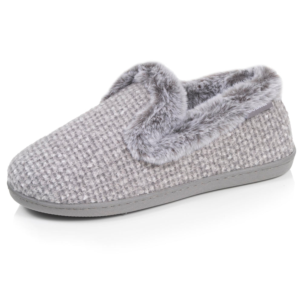 Zapatillas de casa Cerradas Mujer Relieve Gris - Isotoner