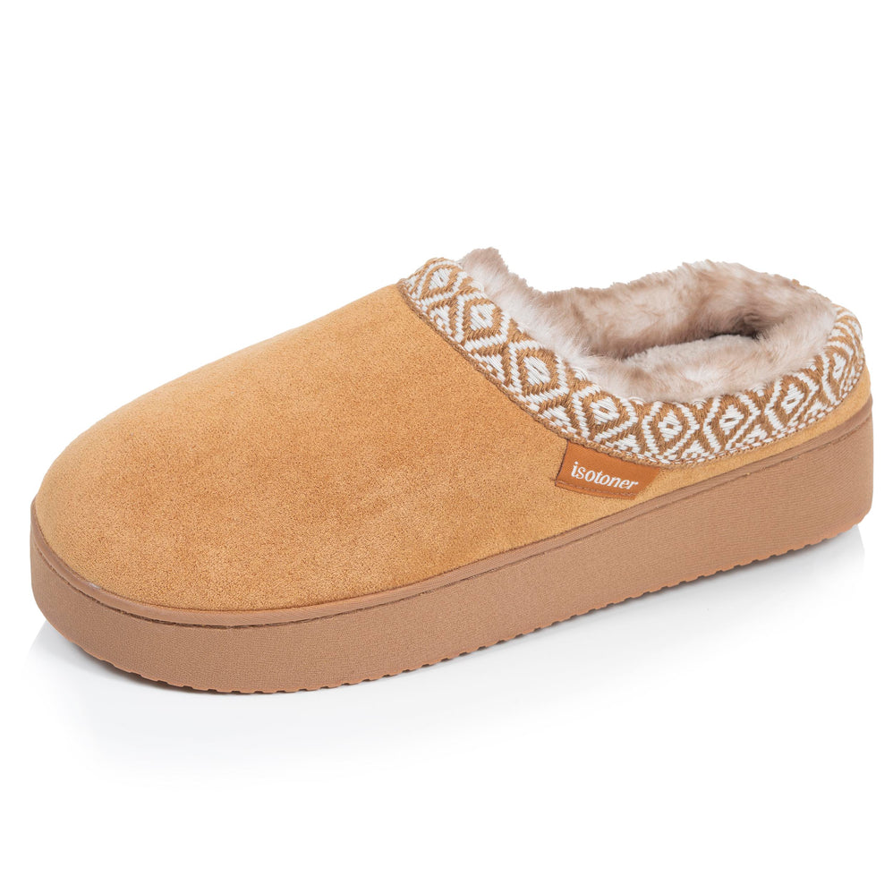 Zapatillas de casa Chinelas plataforma Mujer Camel ribete - Isotoner