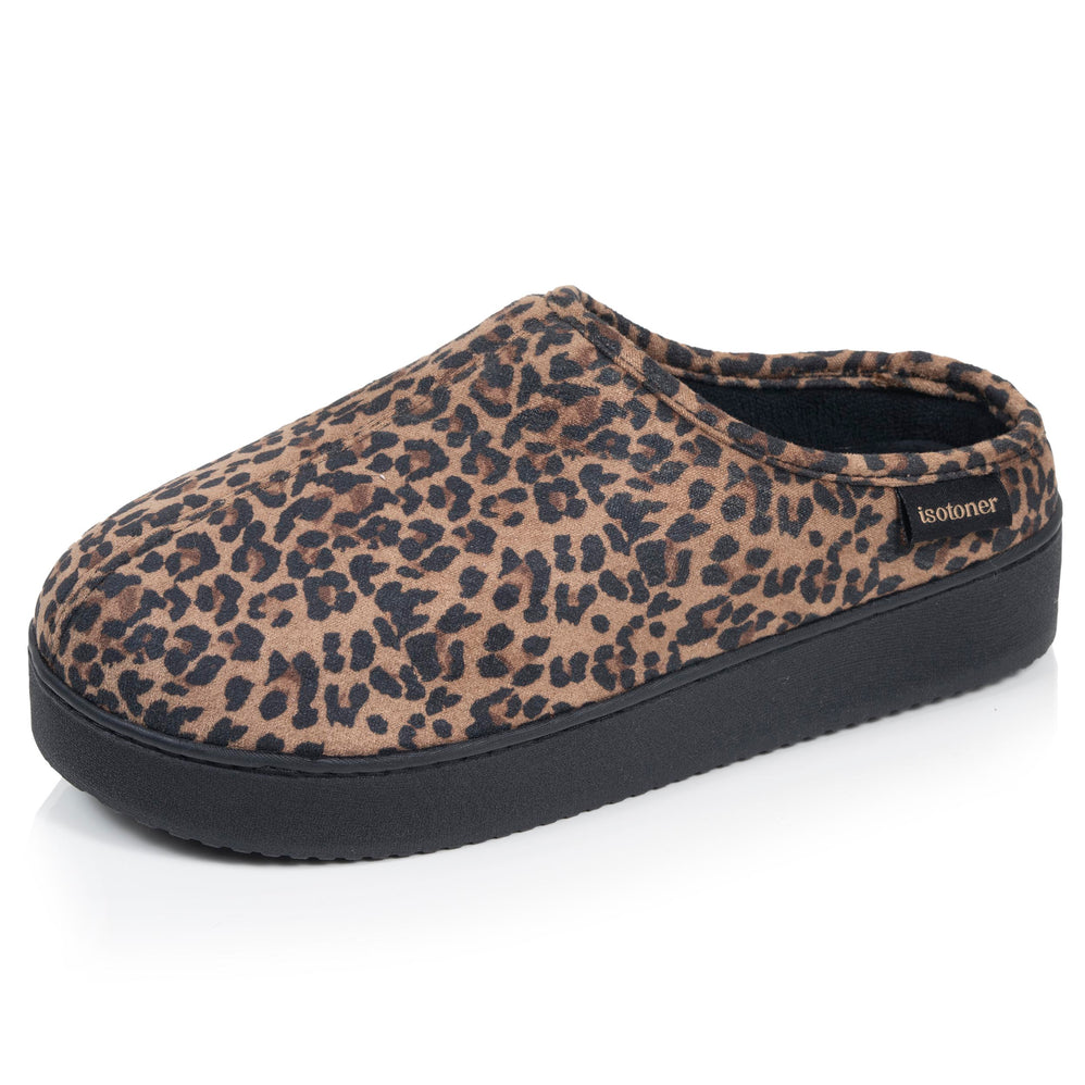 Chaussons Mules plateforme Femme Léopard foncé - Isotoner