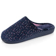 Chaussons Mules Femme Pois Marine