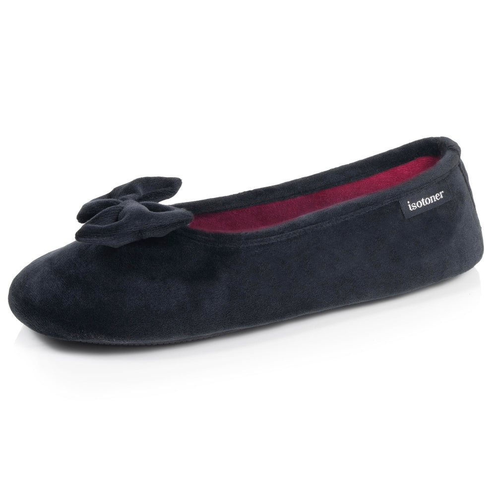 Chaussons Ballerines Femme Noir rayures - Isotoner