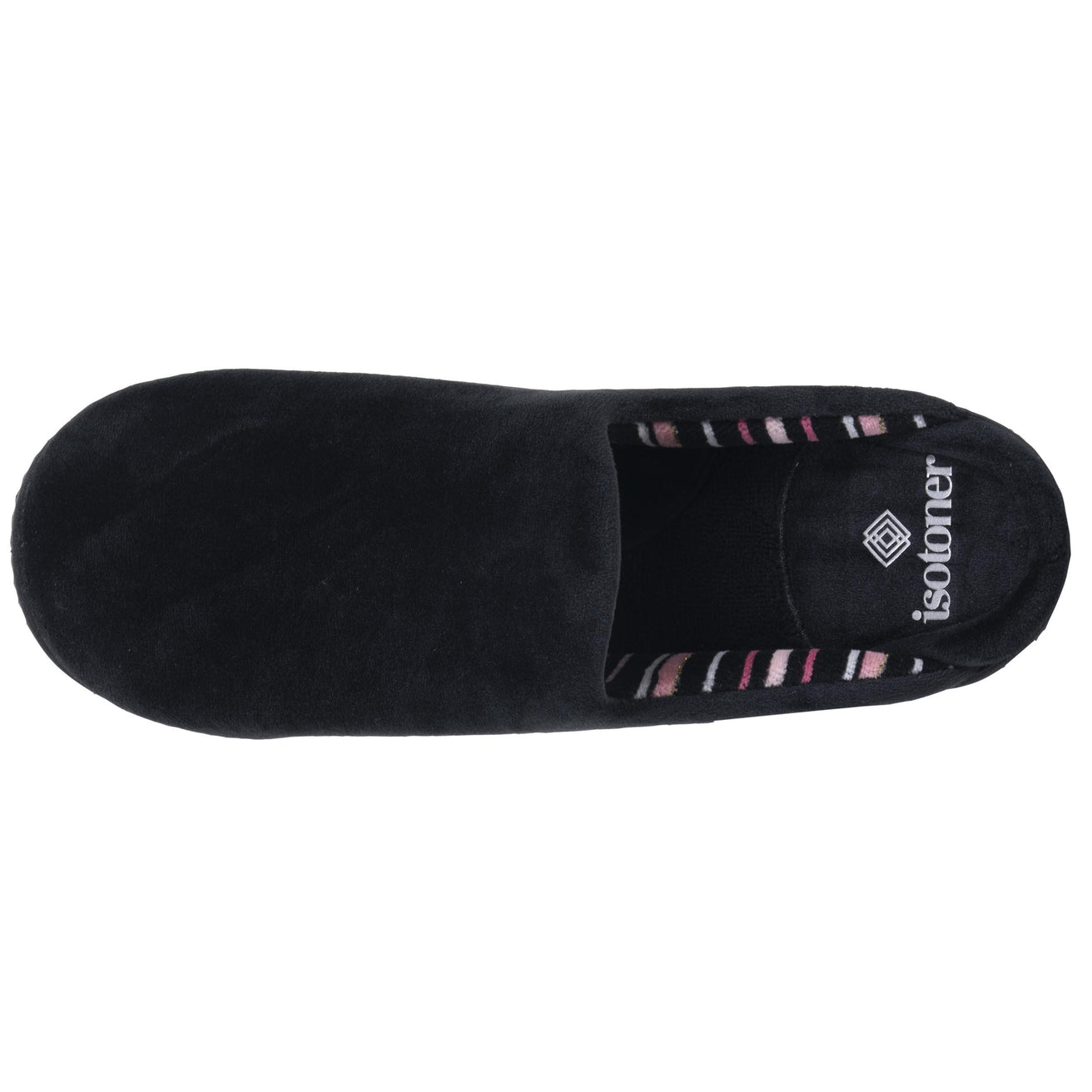 Chaussons Mules Femme Noir Rayures roses