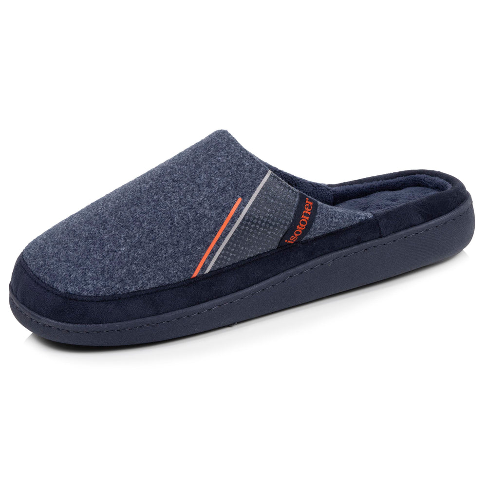 Chaussons Mules Homme Marine liseré Orange - Isotoner