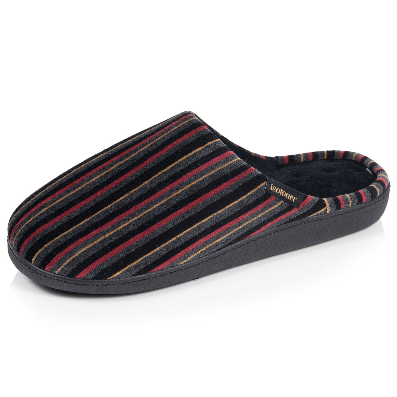 Chaussons Mules Homme Rayures Bordeaux