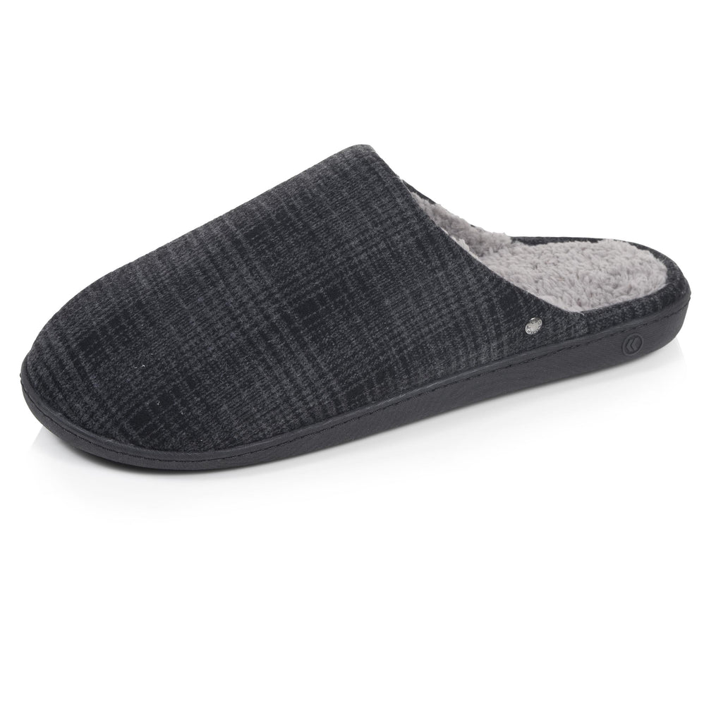 Chaussons Mules Homme Tartan Noir - Isotoner