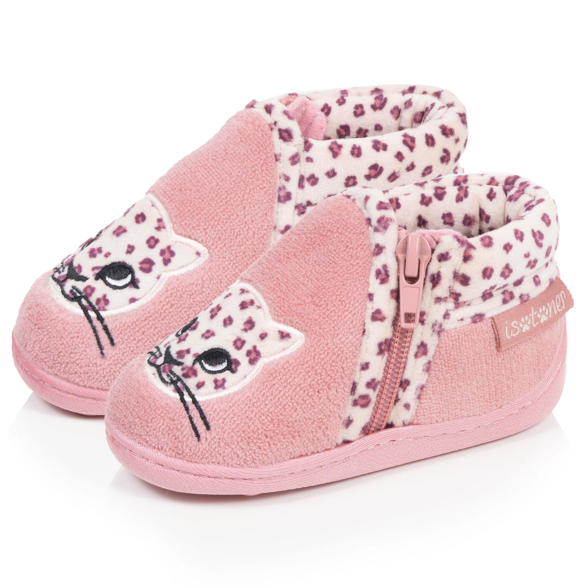 Chaussons Bottillons zip Bébé Rose Léopard