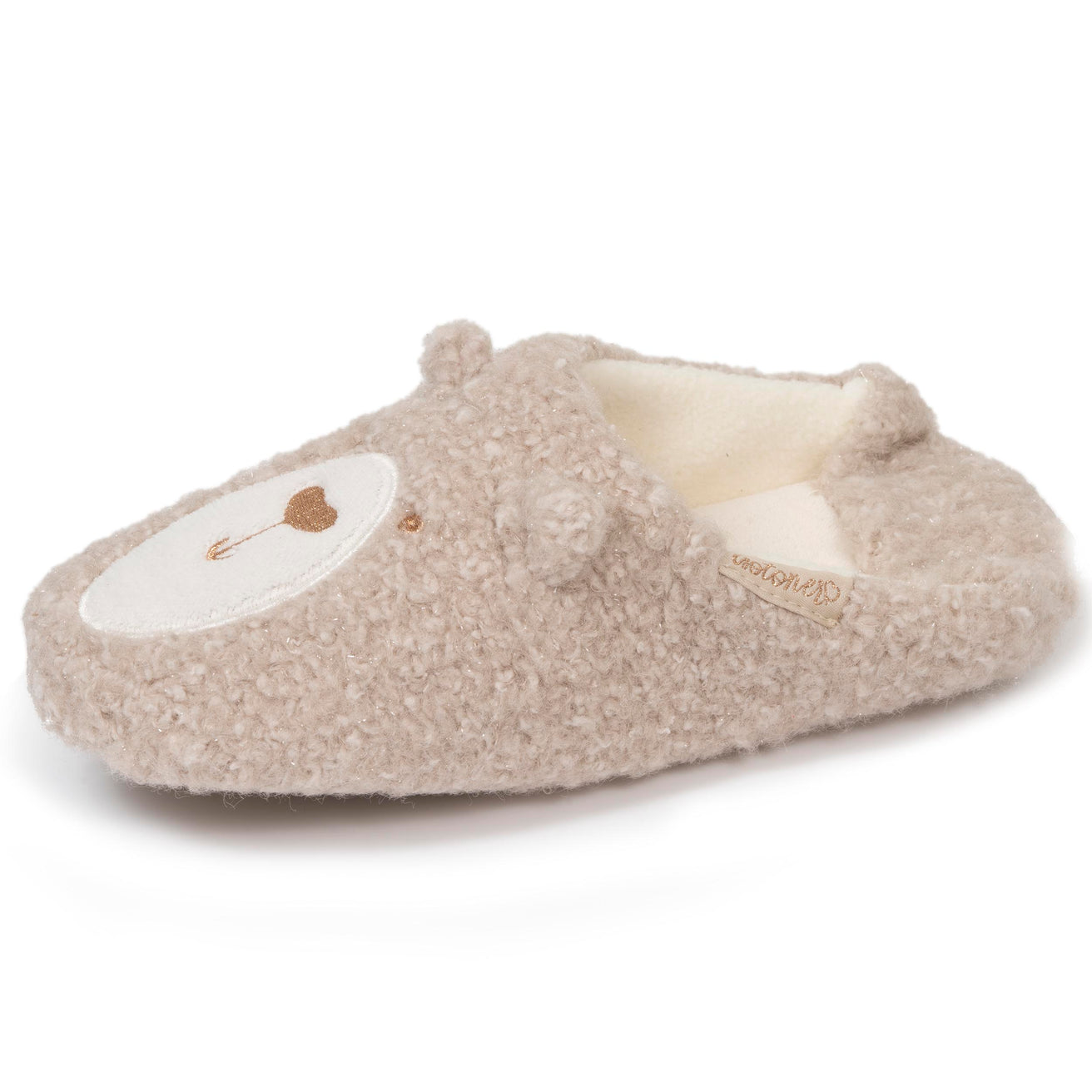 Chaussons babouches Femme Ours Beige